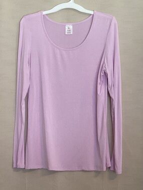 Light Pink Long-Sleeve Scoop Neck Top